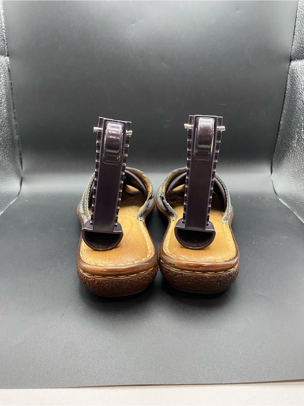 Born Women Blue Sandal SZ 7 EU 38 Hand Crafted Leather Slide Good Condition - Picture 3 of 11